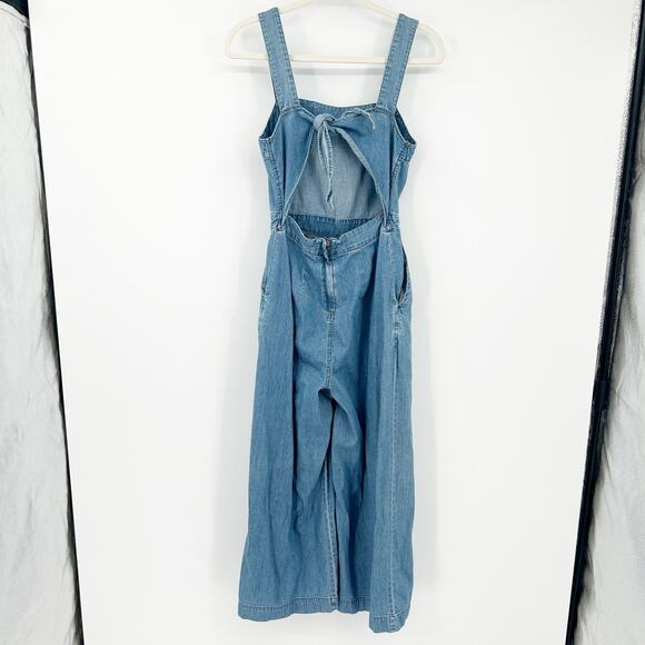 Madewell Womens Chambray Wide Leg Apron Bow Back Cutout Denim Jumpsuit‎ Size 0 - Picture 11 of 11